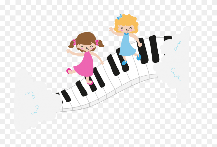 800x524 Girls On Piano - Piano Lesson Clipart