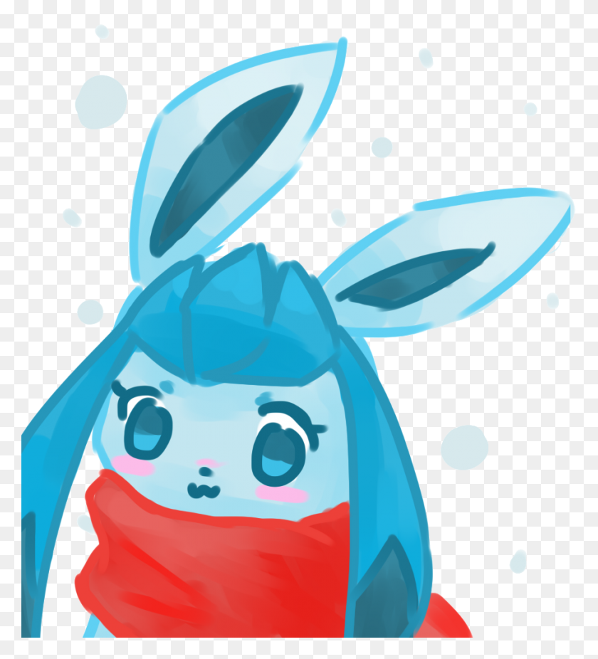 900x1000 Glaceon With A Red Scarf Request - Glaceon PNG