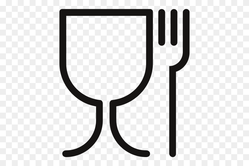 440x500 Glass And Fork Sign Vector Image - Fork Clipart Black And White