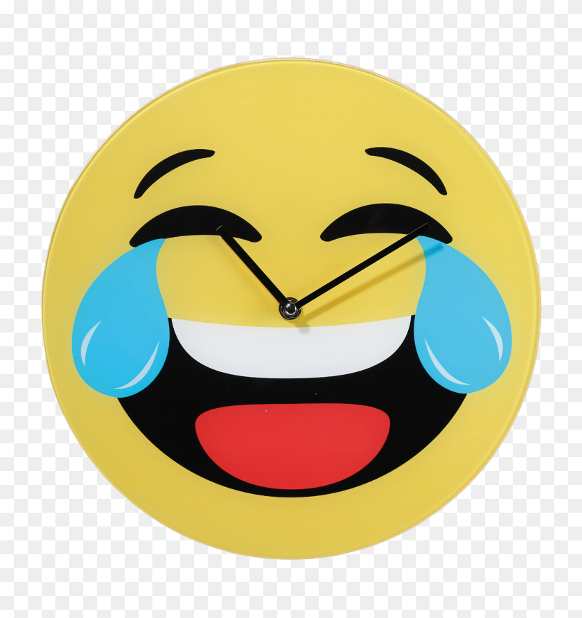 1500x1600 Glass Wall Clock With Laughing Smilie - Clock Emoji PNG
