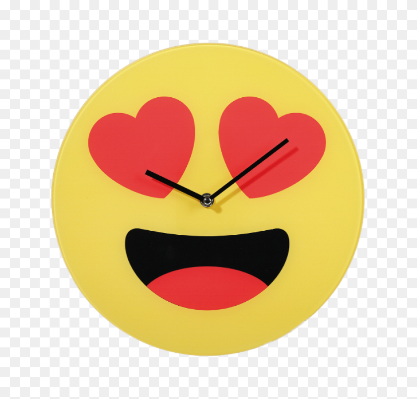 687x744 Glass Wall Clock With Two Hearts - Clock Emoji PNG