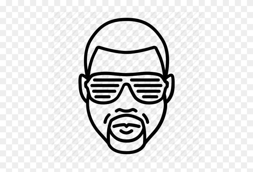 512x512 Glasses, Kanye, Kanye West, Musician, Rap, Rapper, West Icon - Kanye Face PNG
