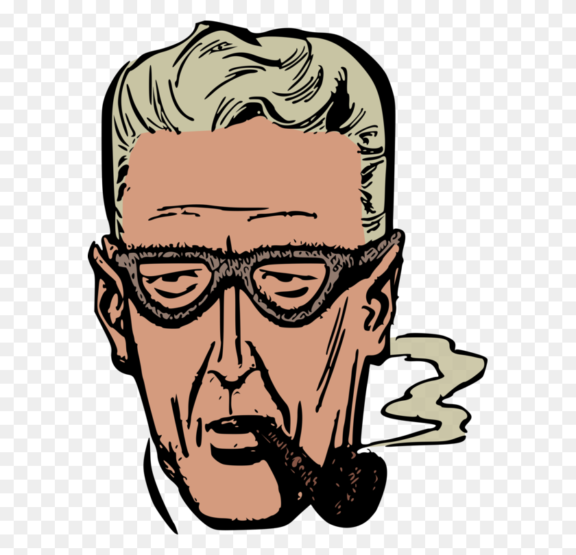 583x750 Glasses Smoking Tobacco Pipe Man Face - Tobacco Pipe Clipart