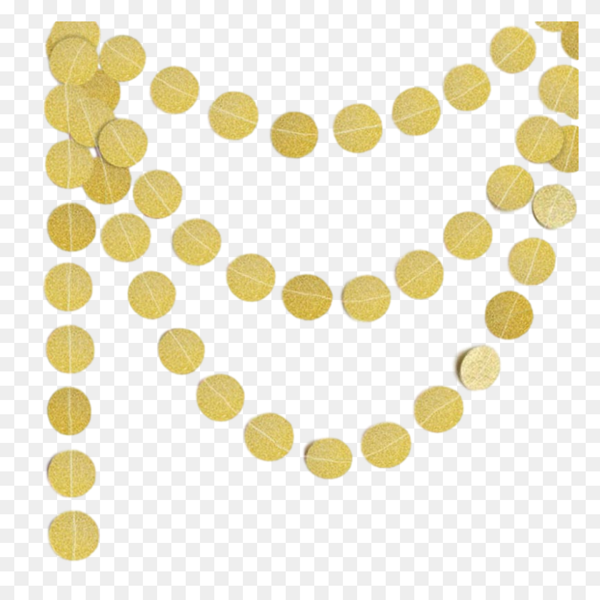 800x800 Glitter Sewn Circles Paper Garland - Gold Banner PNG