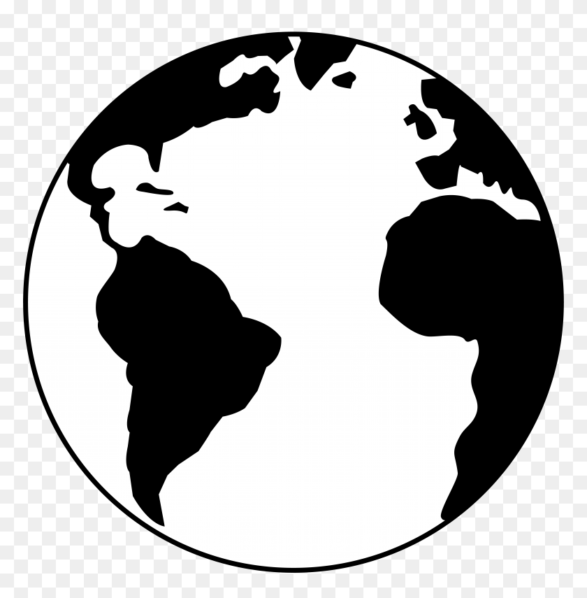 7926x8081 Globe Clipart Black And White - Yawn Clipart Black And White