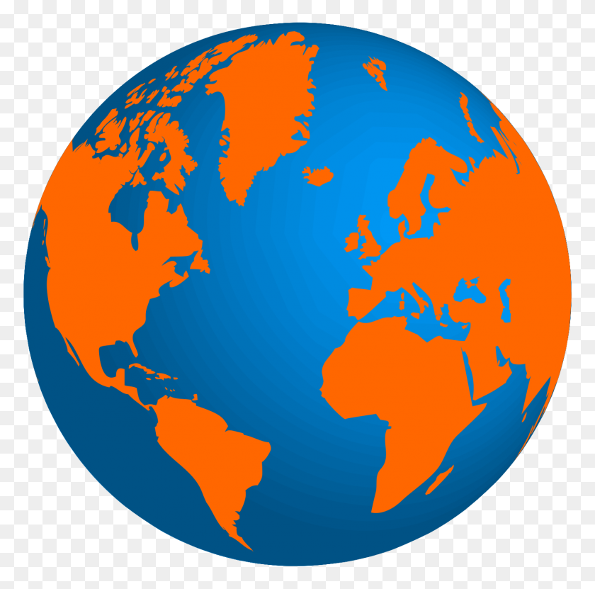 1396x1381 Globe Terrestre Orange Te Bleu - Антарктида Клипарт