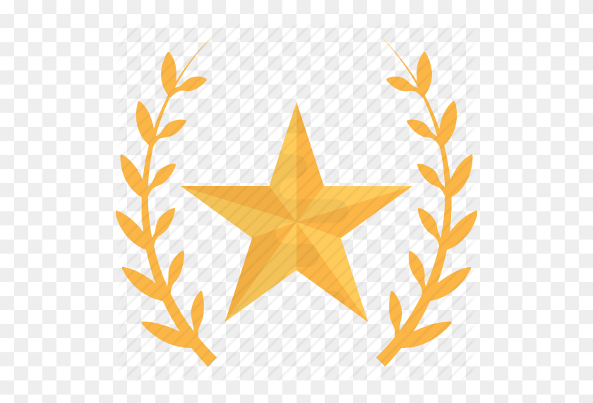 512x512 Glory Star, Gold Star, Laurel Wreath, Power Symbol, Victory Icon - Gold Wreath PNG