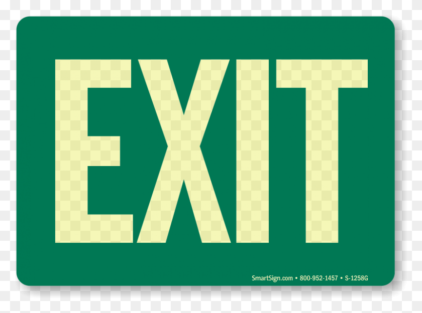 800x579 Glow In The Dark Exit Signs - Exit Sign PNG