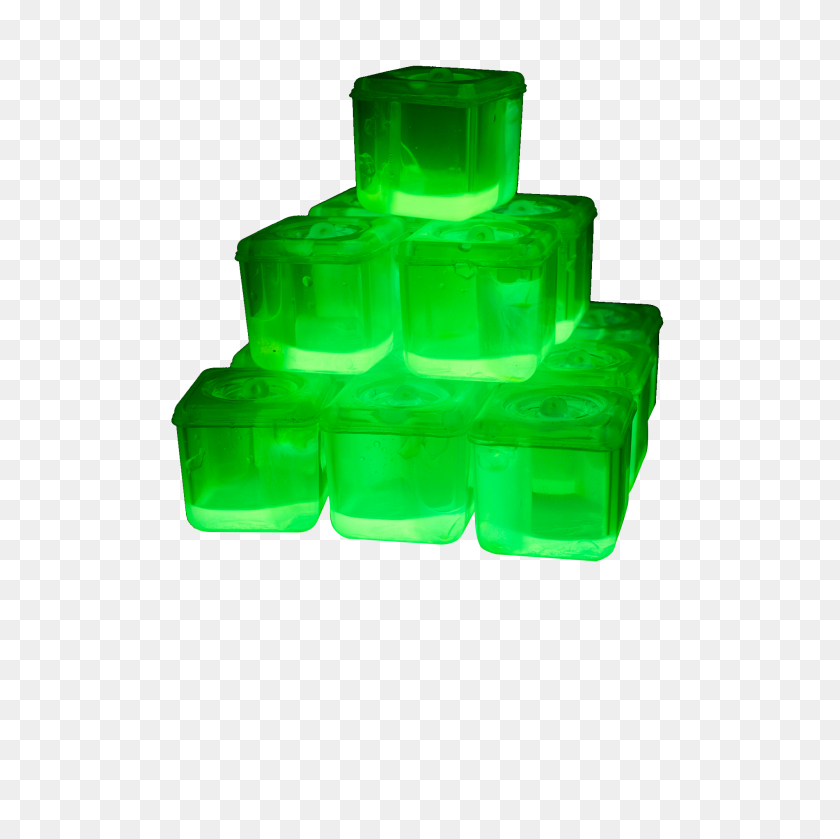2000x2000 Glowing Ice Cubes - Green Glow PNG
