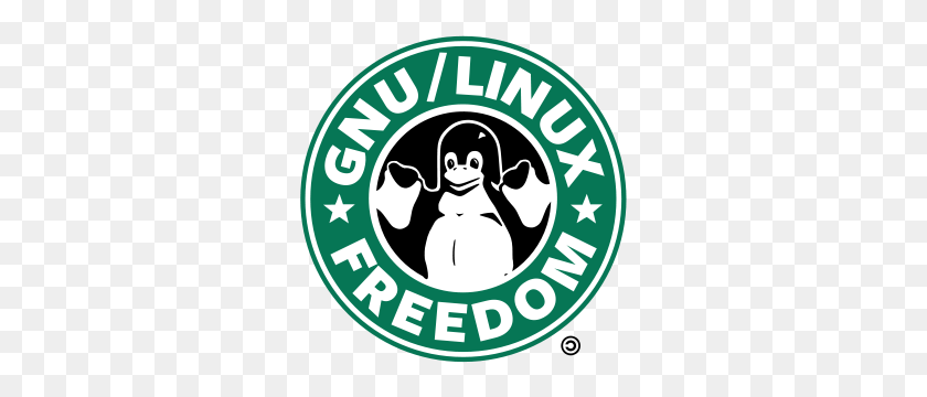 300x300 Логотип Gnulinux Смокинг Кофе Png Клипарт Для Интернета - Старбакс Png