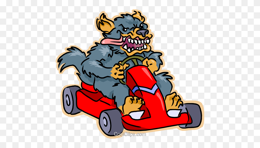 480x419 Go Kart Royalty Free Vector Clip Art Illustration - Tazmanian Devil Clipart