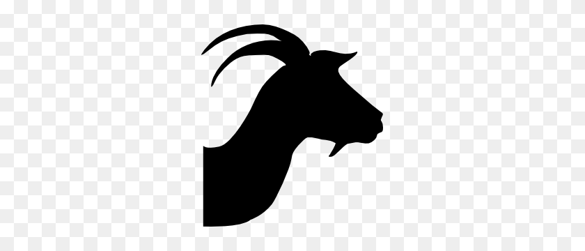 300x300 Goat Head Silhouette To The Right Sticker - Goat Head PNG
