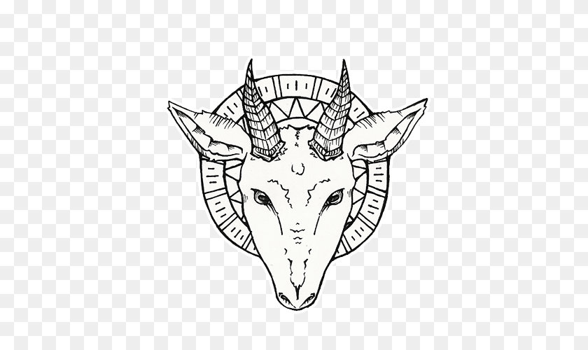 432x440 Goat Head Tattoo Design - Goat Head PNG