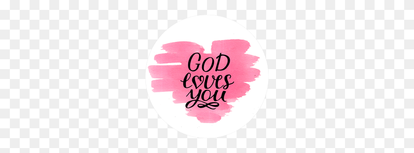 250x250 God Loves You Watercolor Heart Sticker - Watercolor Heart PNG