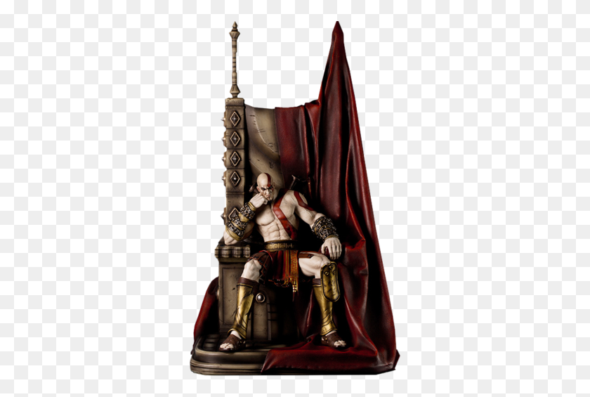 God Of War Kratos On Throne Statue - Kratos PNG