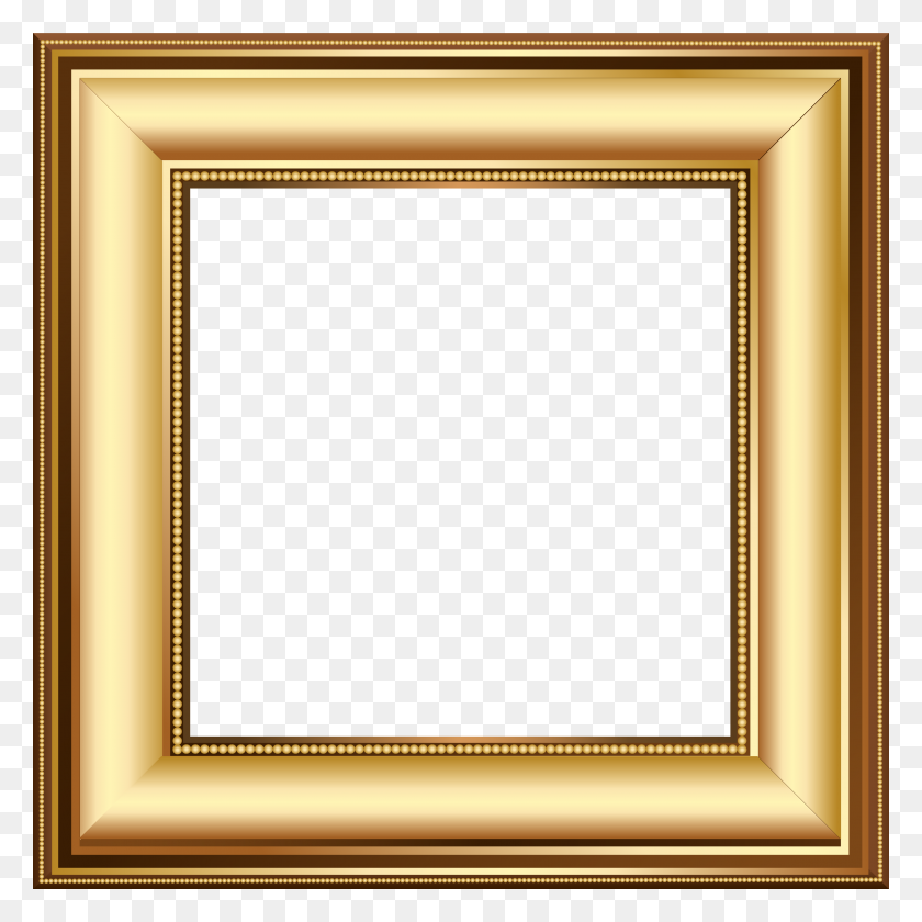 3300x3300 Gold And Brown Transparent Photo Frame Template Backgrounds - Wood Clipart Background