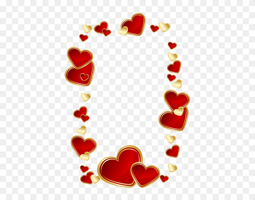 428x600 Золотые И Красные Сердца Украшения Png Клипарт Изображение Скрапбукинг - Золотое Сердце Клипарт