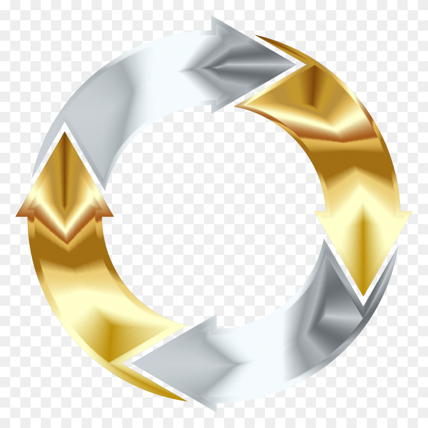 2300x2300 Gold And Silver Circular Arrows Icons Png - Silver PNG