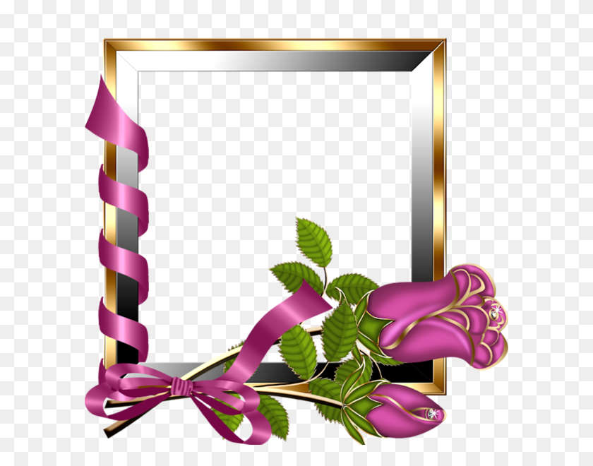 600x600 Gold And Silver Transparent Frame With Pink Gallery - Silver Frame PNG