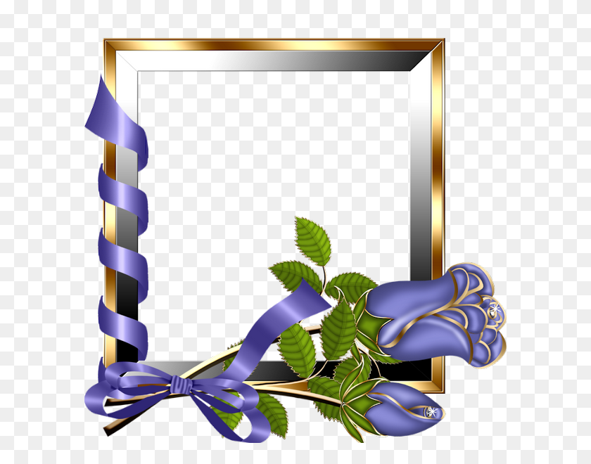 600x600 Gold And Silver Transparent Frame With Purple Gallery - Gold Flower PNG