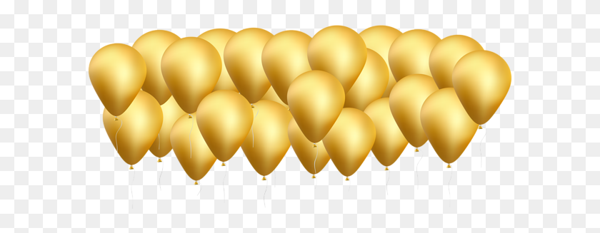 600x267 Gold Balloons Png Clip Art - Yellow Balloon PNG