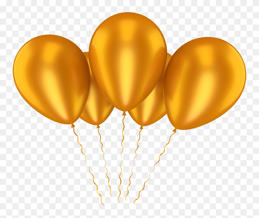 4000x3325 Gold Balloons Transparent Clip Art - Orange Balloon Clipart