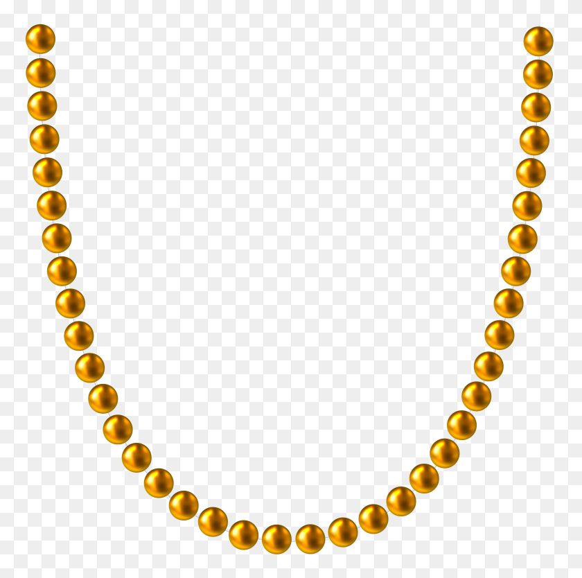 8000x7947 Gold Beads Png Clip Art - Shell Border Clip Art