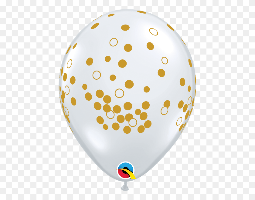 600x600 Gold Confetti Dots Clear Latex Balloons - Gold Confetti PNG