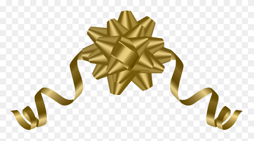 8000x4192 Gold Deco Bow Transparent Png Clip - Gold Snowflake Clipart