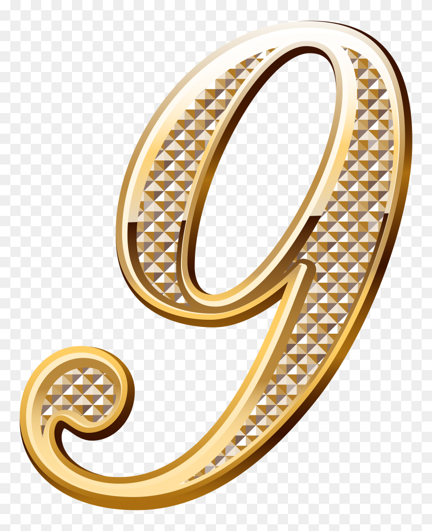 3277x4088 Gold Deco Number Nine Png Clipart - Numeros PNG