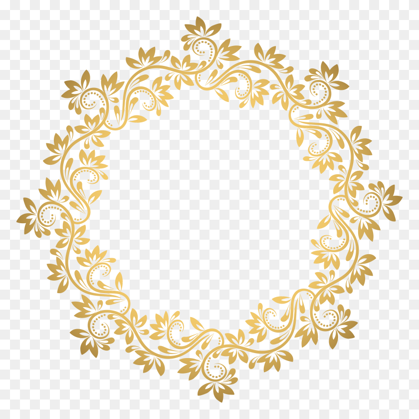 8000x8000 Gold Deco Round Border Png Transparent Clip Gallery - Round Border PNG