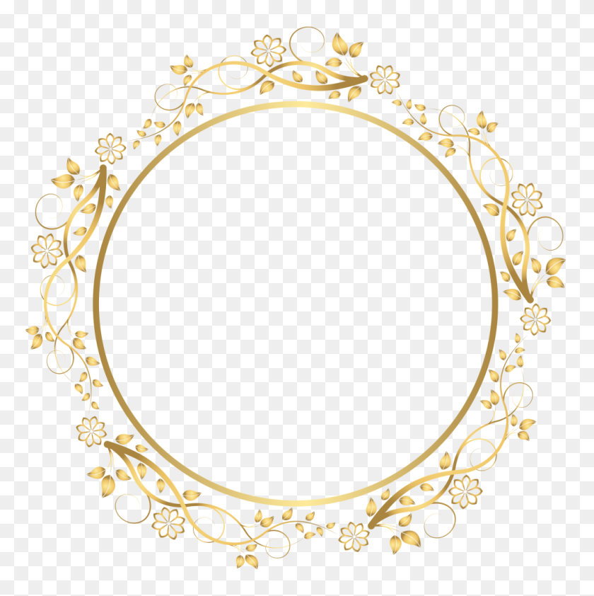 1021x1024 Gold Flower Frame Png Transparent Image Vector, Clipart - Gold Balloons PNG