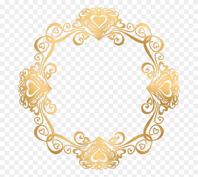 684x691 Gold Flower Frame Png Vector, Clipart - Flower Circle PNG