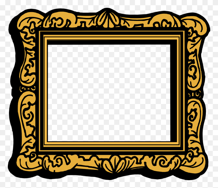 958x815 Gold Frame Clipart - Gold Frame Border PNG
