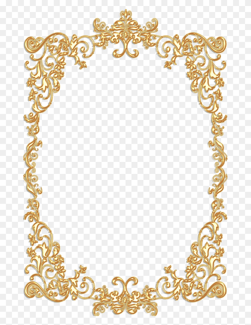 683x1024 Gold Frames Png Hd - Gold Glitter Frame PNG
