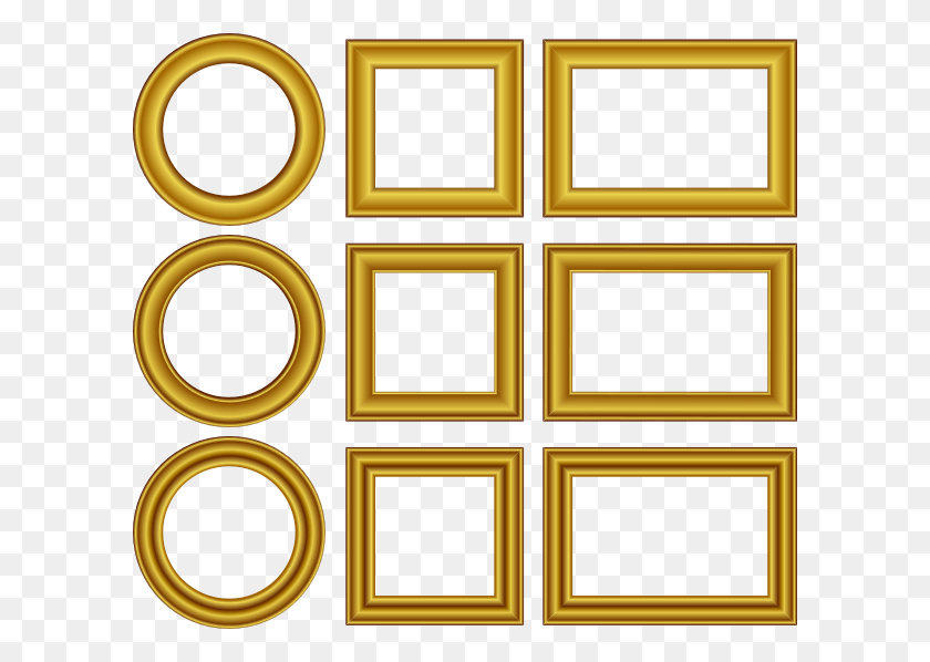 600x538 Gold Frames Set Clip Art Free Vector - Rustic Frame Clipart