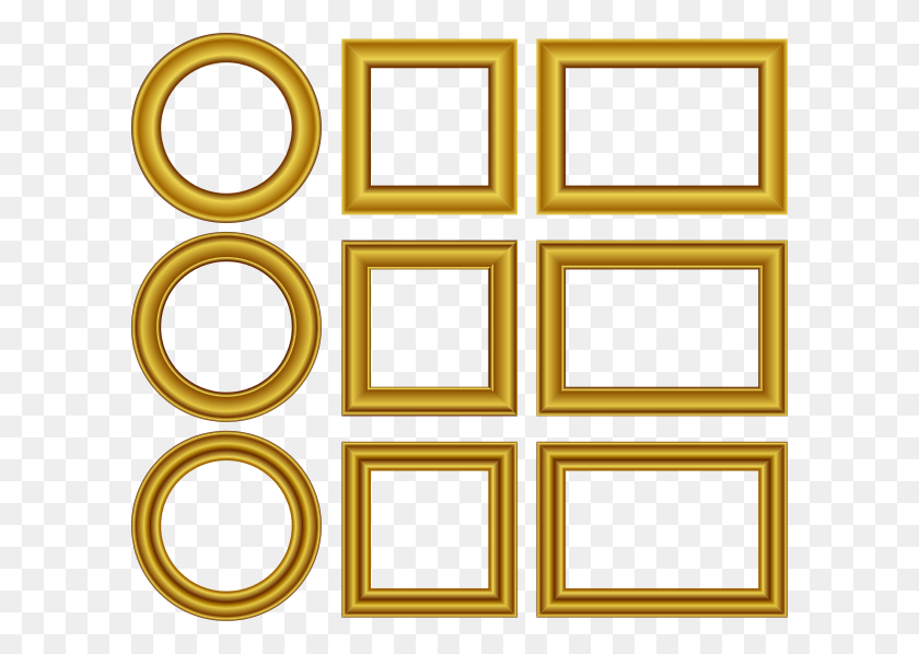 600x538 Набор Золотых Рамок Png Клипартов Для Интернета - Золотой Круг Png