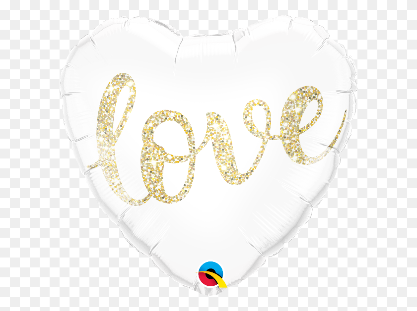 600x568 Gold Glitter Love Heart Foil Helium Balloon - Gold Sparkle PNG Transparent