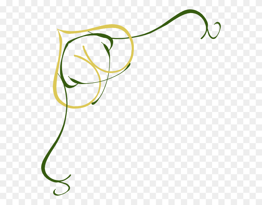 576x599 Gold Heart And Green Branches Png Clip Arts For Web - Gold Line PNG