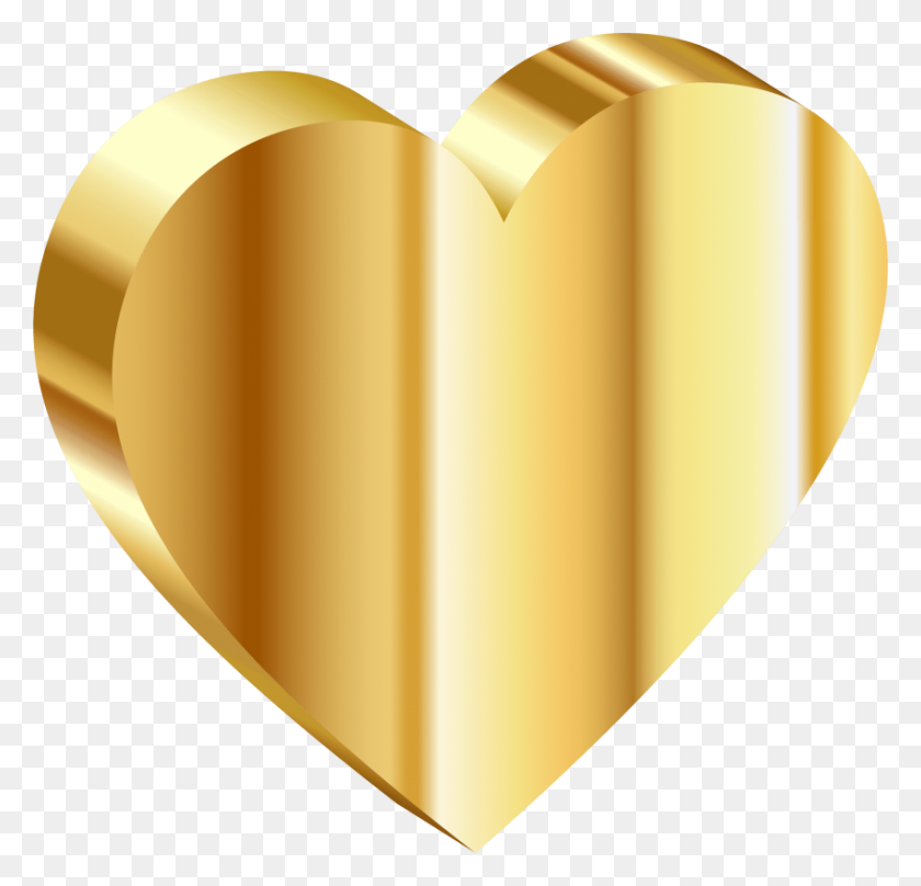 850x816 Gold Heart Png - Gold Heart PNG