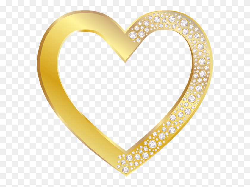 600x567 Золотое Сердце С Бриллиантами В Png Картинках - Золотое Сердце В Png
