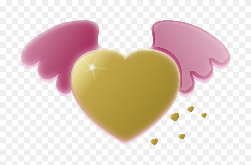 2400x1516 Gold Heart With Pink Wings Icons Png - Gold Splash PNG