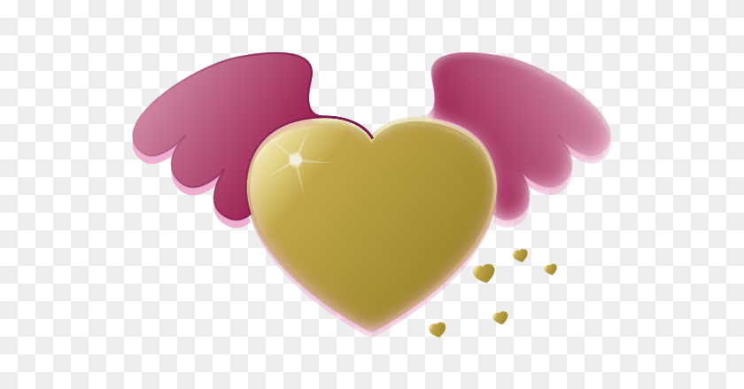 600x379 Золотое Сердце С Розовыми Крыльями Png Клипарт Для Интернета - Золотые Крылья Png