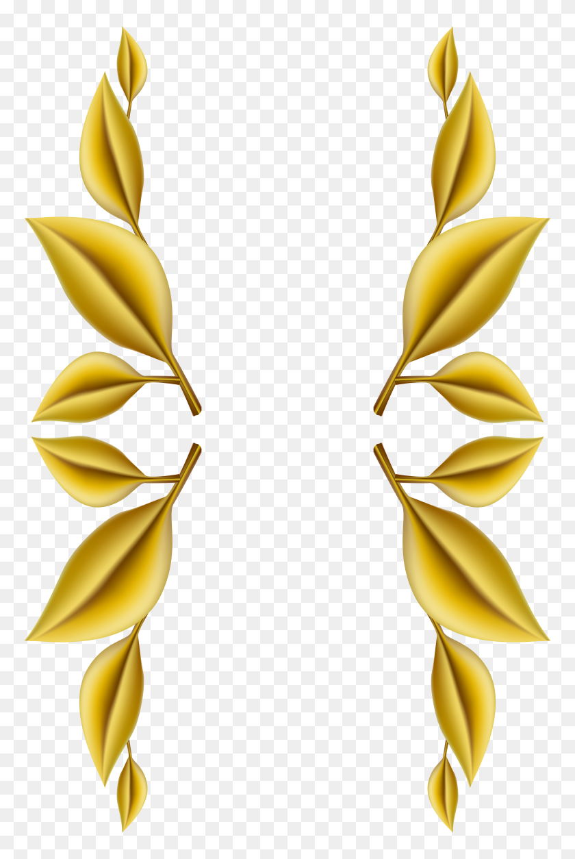 5225x8000 Gold Leaves Decoration Png Clip Art - PNG Gold
