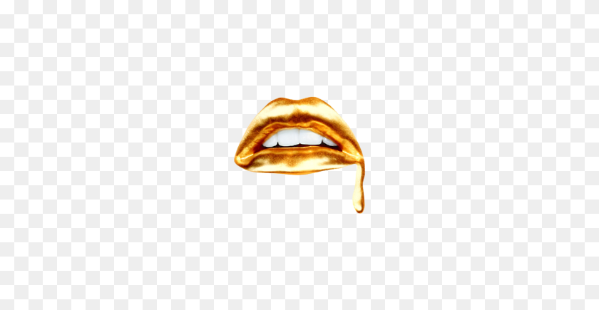 250x375 Gold Lips Dripping Metallic Paint Sequin, Gold Studs Obsession - Gold Paint PNG