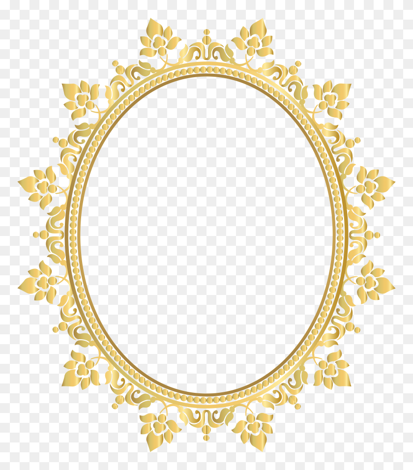 6957x8000 Gold Oval Frame Png Transparent Images - Gold Snowflakes PNG