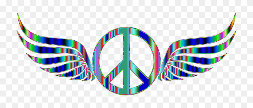 2400x917 Gold Peace Sign Wings Psychedelic No Background Icons Png - Psychedelic PNG