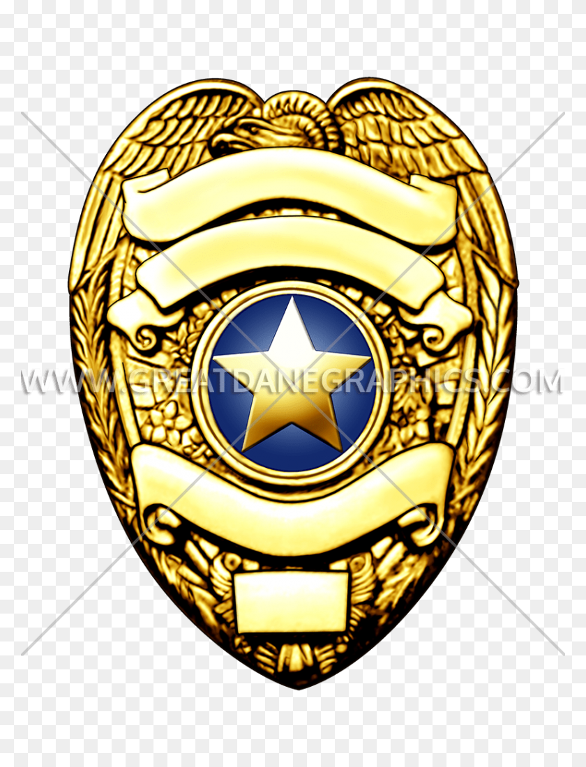 825x1100 Gold Police Badge Production Ready Artwork For T Shirt Printing - Police Badge Clipart Black And White