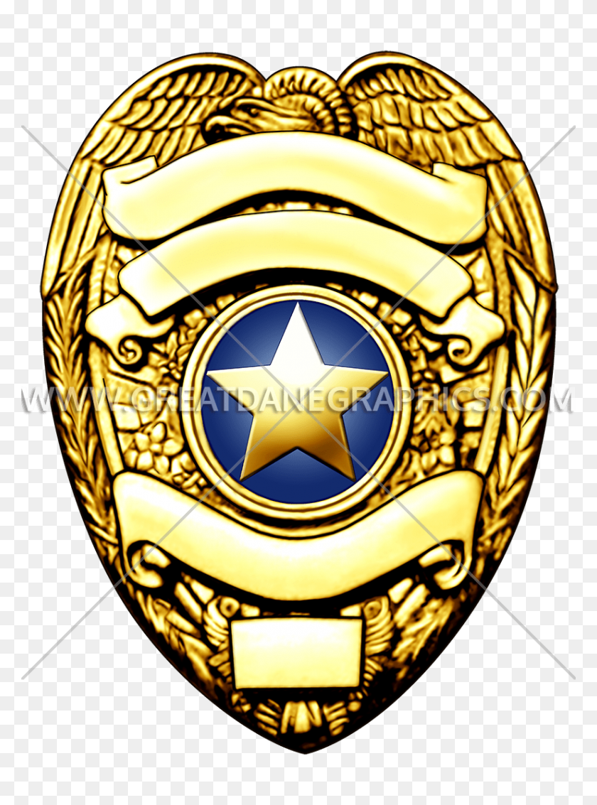 825x1135 Insignia De Policía De Oro Lista Para La Producción De Ilustraciones Para La Impresión De Camisetas - Insignia De Policía Png