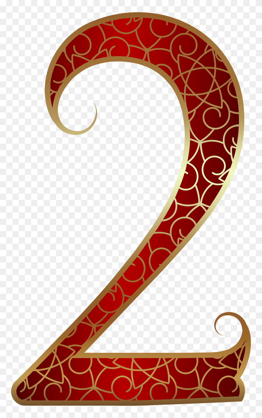 4879x8000 Gold Red Number Two Png Clip Art - Yo Clipart